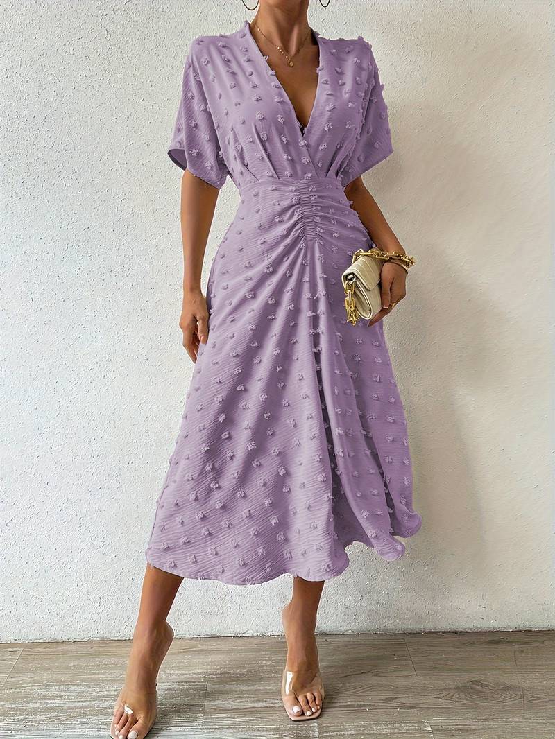 Drune | Swiss Dot Rüsch Midi Kleid