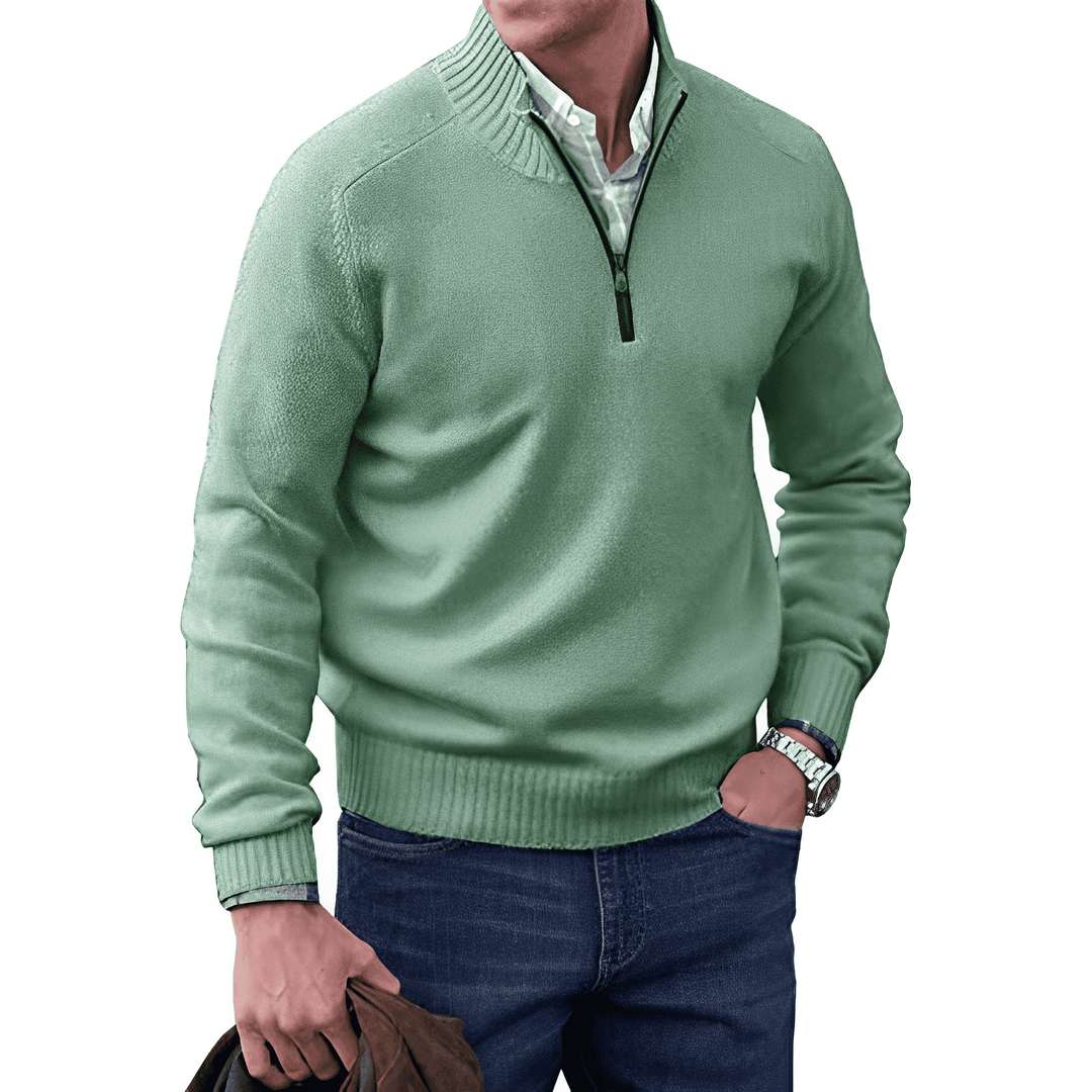 Drune | Klassischer Halb-zip Pullover Für Männer Baumwolle Komfortabel und Warm