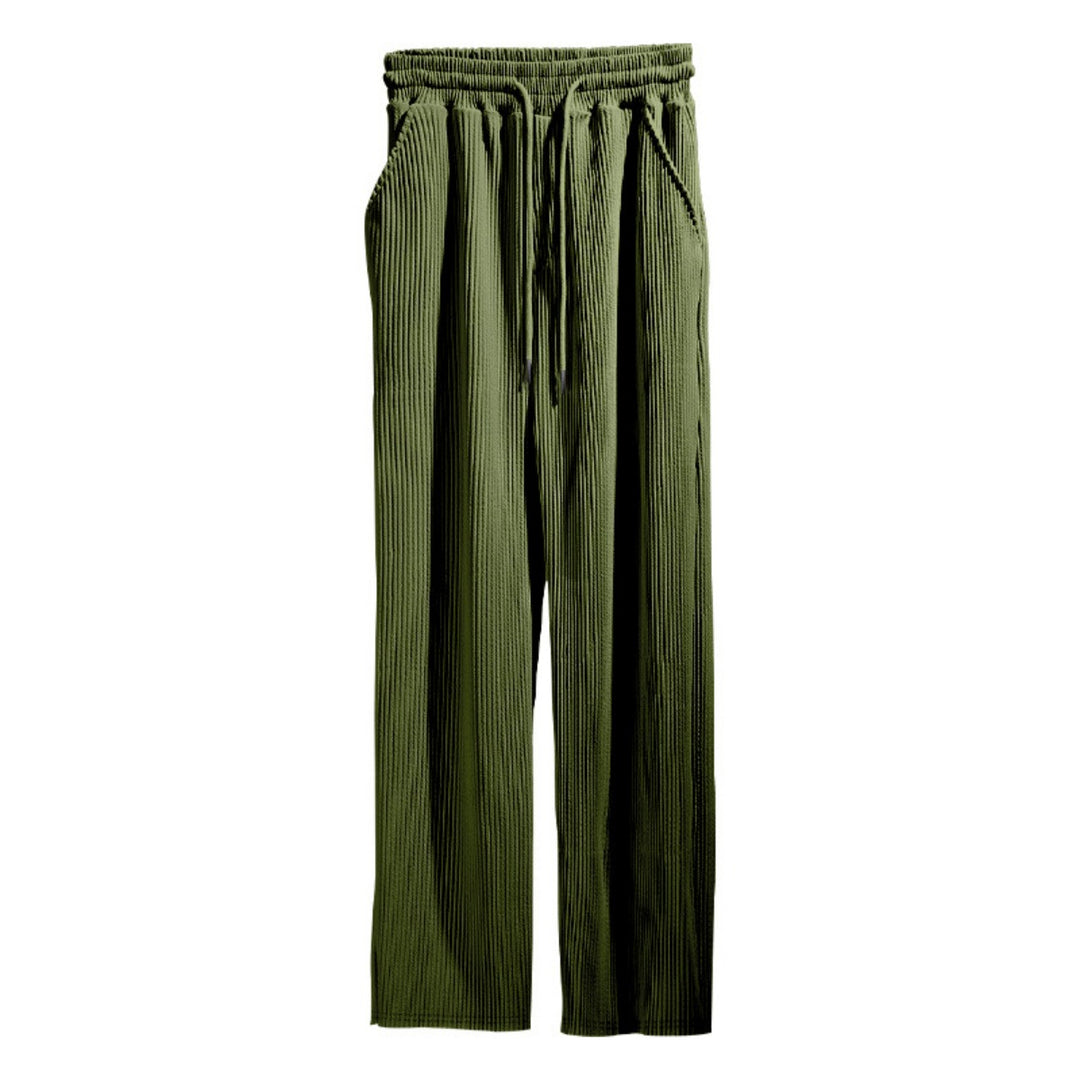 Drune | Dropping Gestreifte Hose mit hoher Taille und weitem Bein