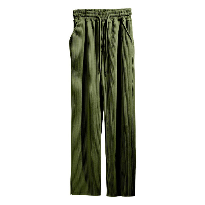Drune | Dropping Gestreifte Hose mit hoher Taille und weitem Bein