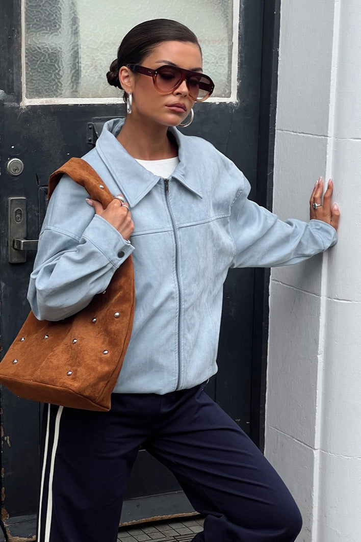 Drune | Blaue Wildlederjacke