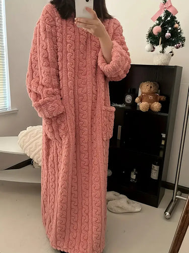 Drune | Lässiger Gestrickter Bademantel mit Langen Ärmeln und Taschen