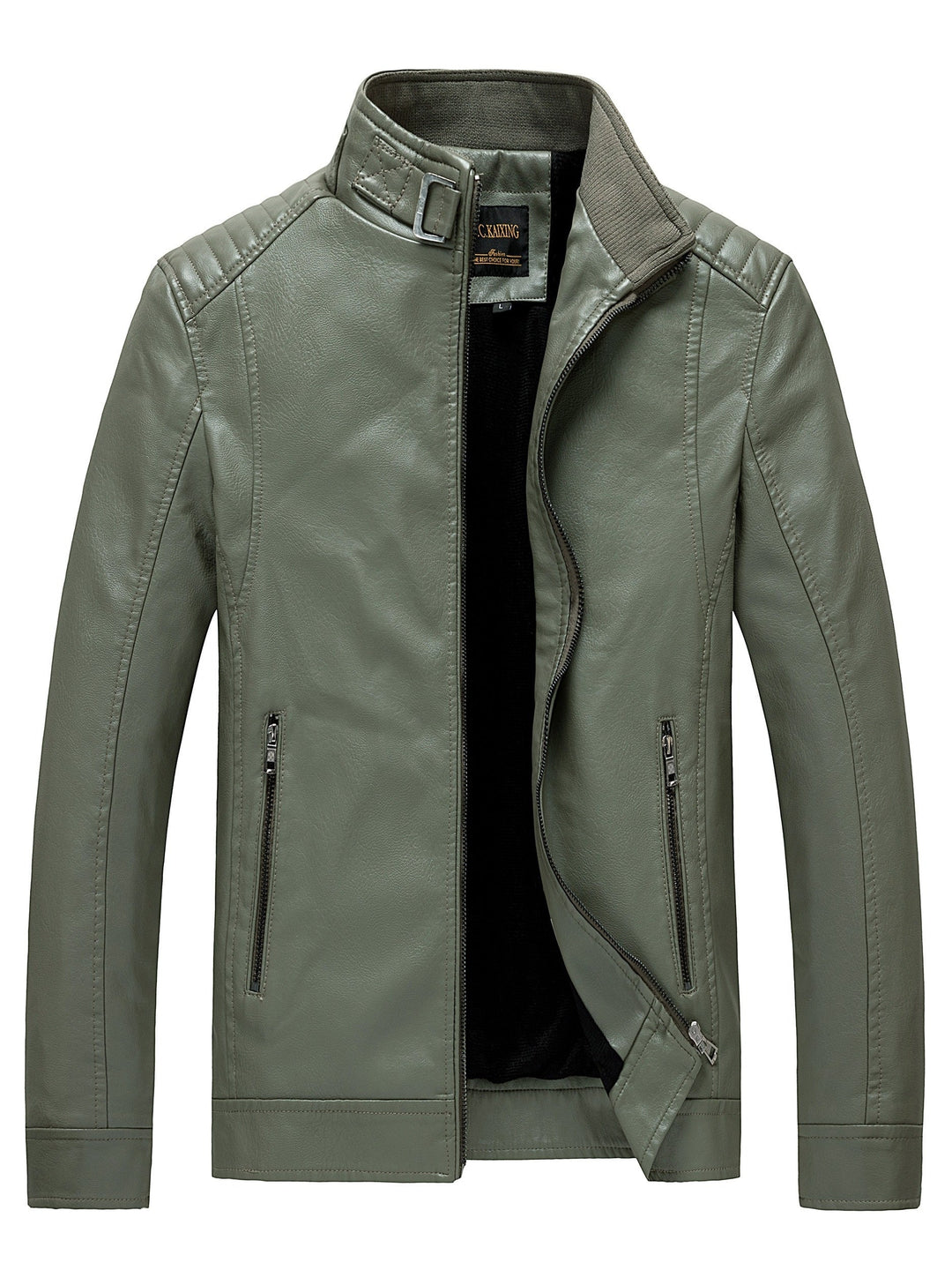 Drune | Stylische Lederjacke mit Reißverschluss Taschen