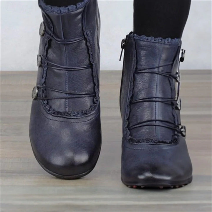 Drune | Damen Viktorianische Schnür-Stiefeletten mit Spitzenbesatz