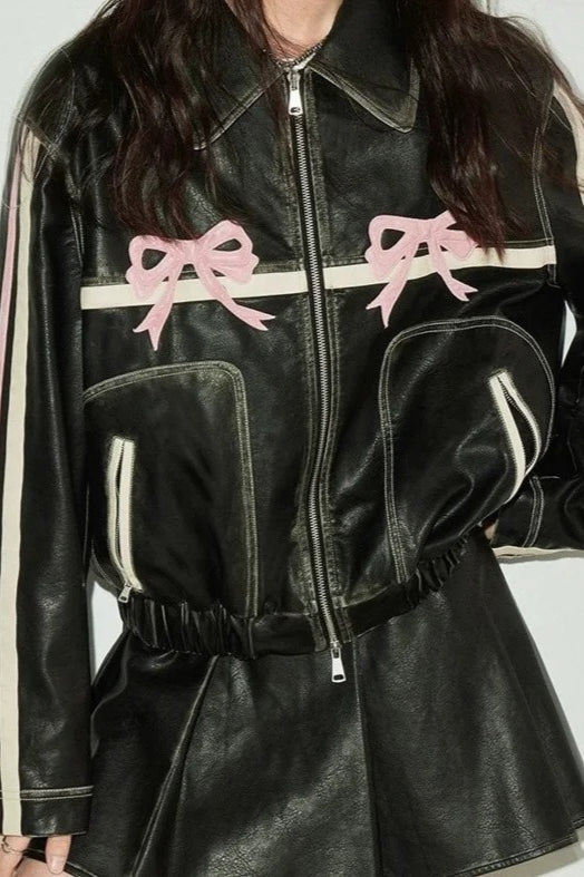 Drune | Dekor Faux Leder Bikerjacke