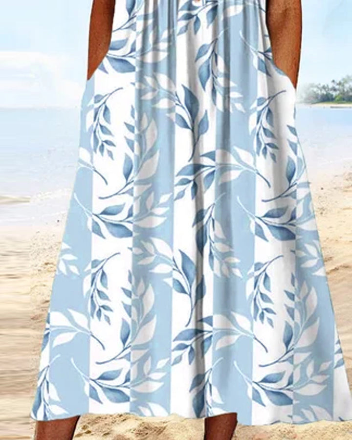 Drune | Kurzärmeliges Sommerkleid mit Blätterdruck
