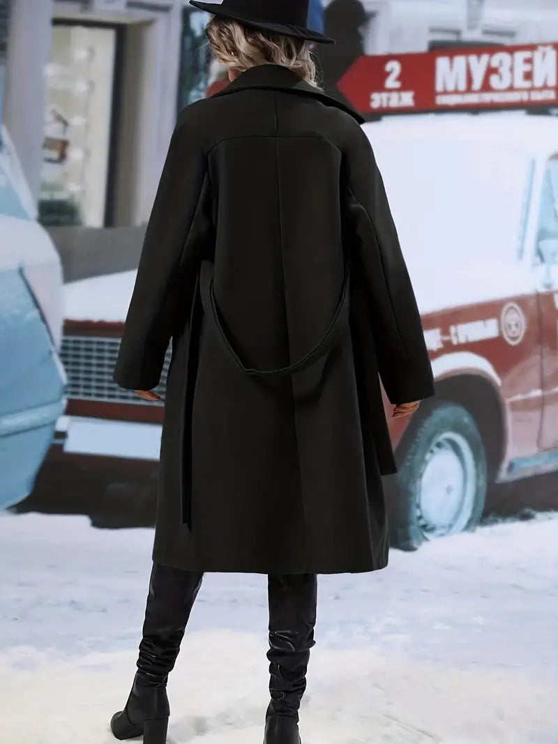 Drune | Elegante Doppelknopf Midi-Winterjacke
