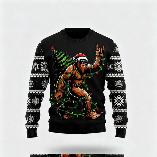 Drune | Lustiges Tiermuster-Design - Schwarzer Feiertags-Icon-Pullover