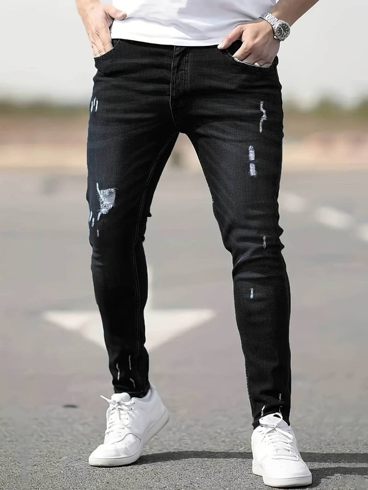 Drune | Skinny Fit Jeans mit Rissen - Stretch Denim Hose für Alltag & Streetwear Style