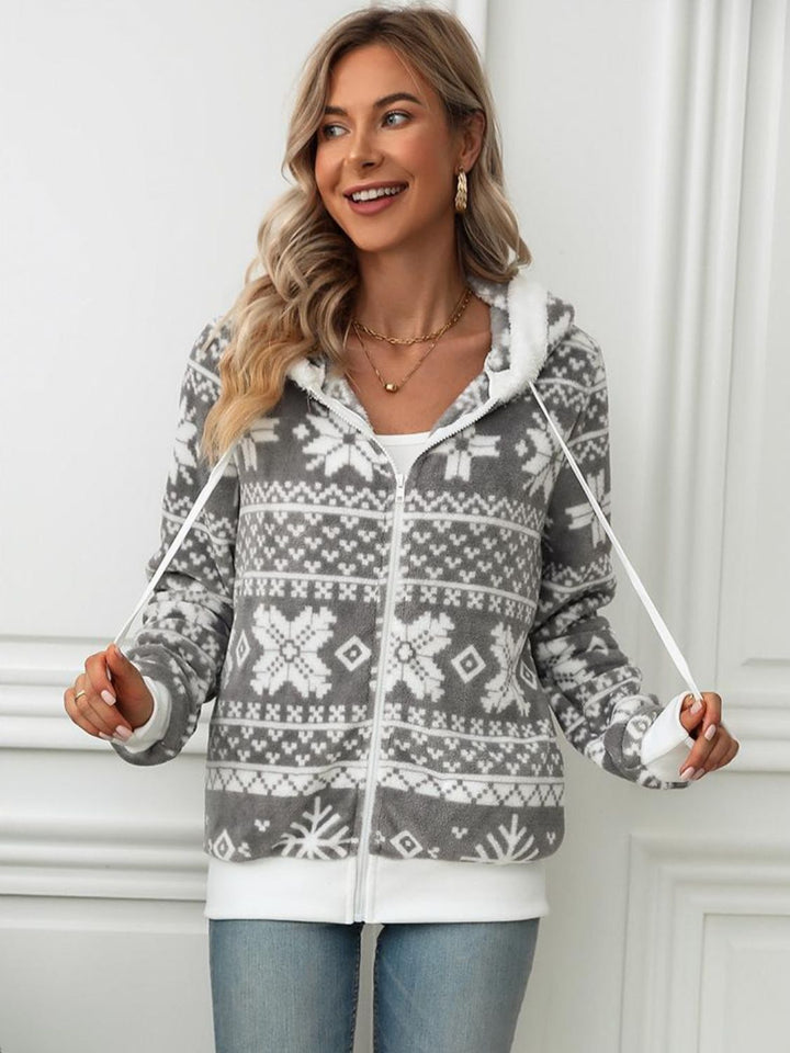 Drune | Kapuzenshirt mit Schneeflocken und Kordelzug