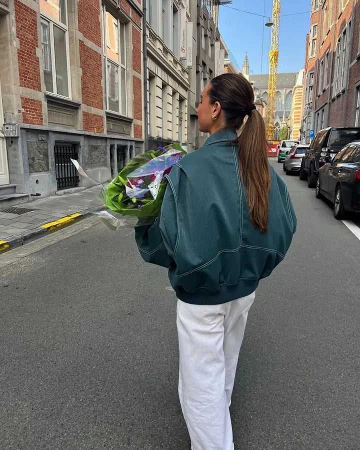 Drune | PU Leder Bomberjacke - Lässiger Schnitt - Street Style Essential - Herbst- & Frühling-Layering