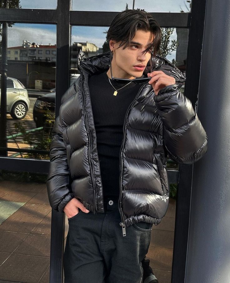 Drune | Herren Pufferjacke - Mit Kapuze und durchgehendem Reißverschluss