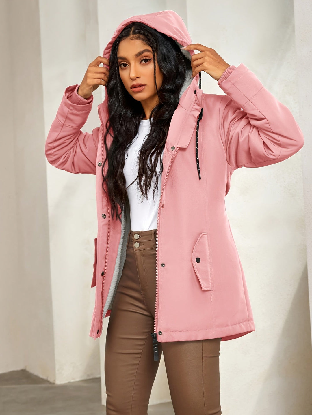 Drune | Fleece-Parka-Winterjacke mit Kapuze für Damen - Perfekt für Outdoor-Aktivitäten