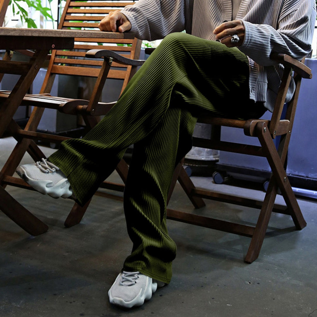 Drune | Dropping Gestreifte Hose mit hoher Taille und weitem Bein