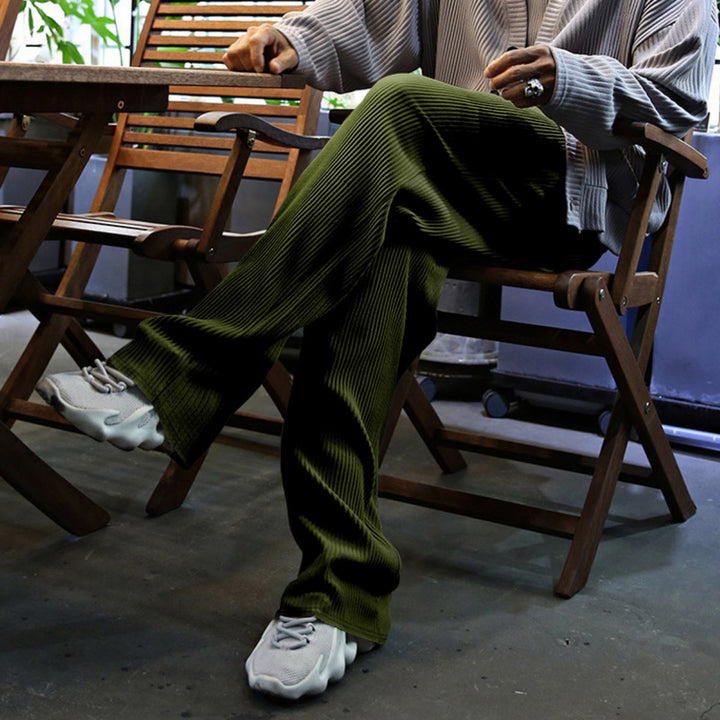 Drune | Dropping Gestreifte Hose mit hoher Taille und weitem Bein