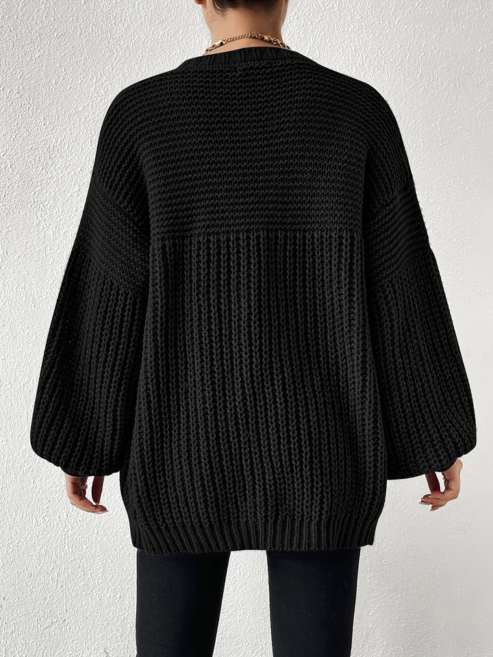 Drune | gemütlicher grob gestrickter Drop-Shoulder Strickcardigan für Damen - Perfekt für Gemütliche Tage