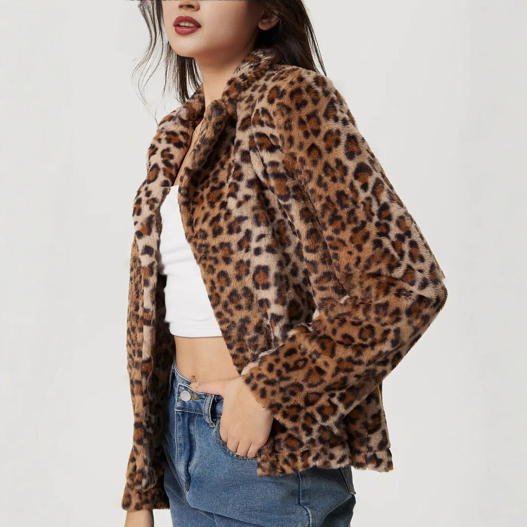 Drune | Jacke mit Revers mit Leopardenmuster
