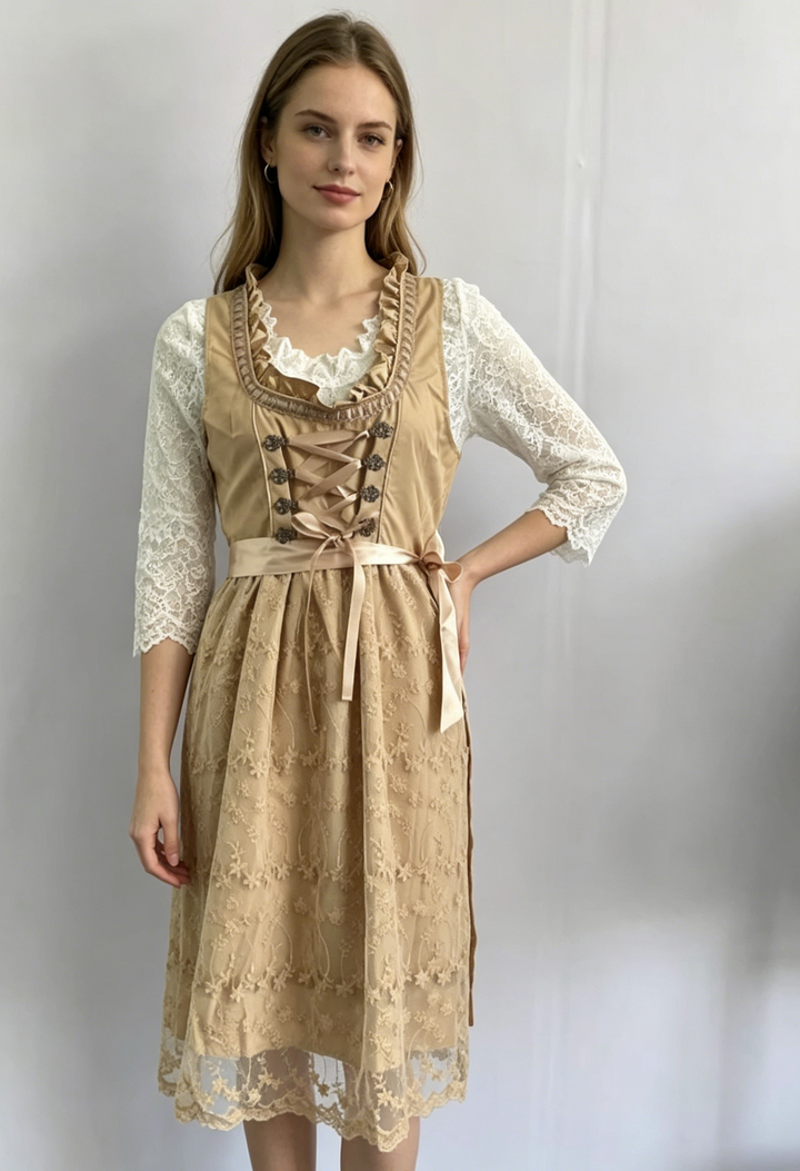 Drune Dirndl Damen Kleid Schnürmieder Oktoberfest