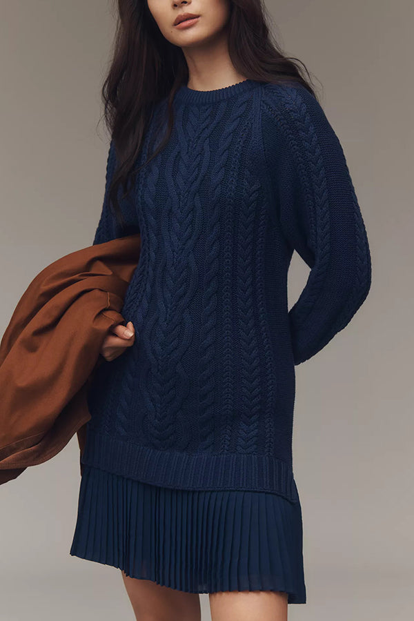 Drune | Kleid mit Falten am Chiffon-Saum