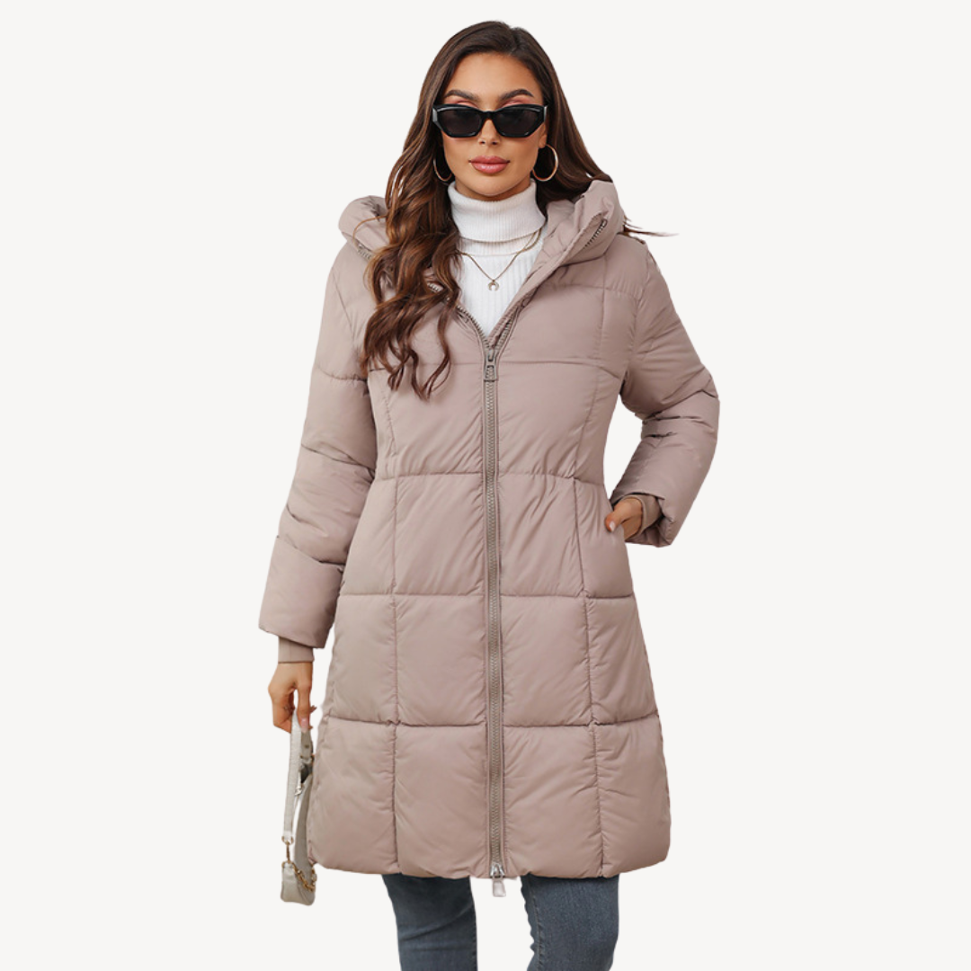 Drune | Warme Damen Pufferjacke Mit Kapuze Und Reißverschluss
