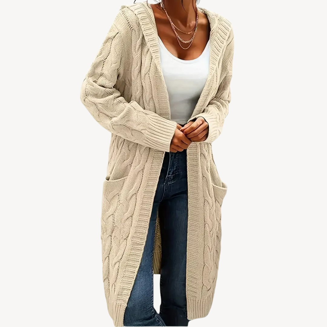Drune | Kabelstrick Kapuzencardigan