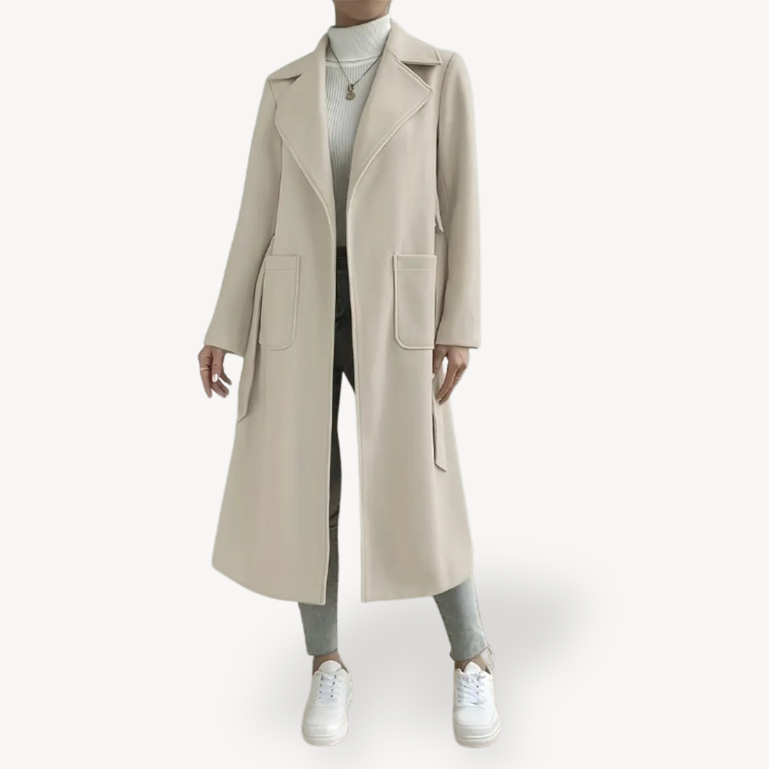 Drune | Damen Langer Offener Mantel mit Taschen
