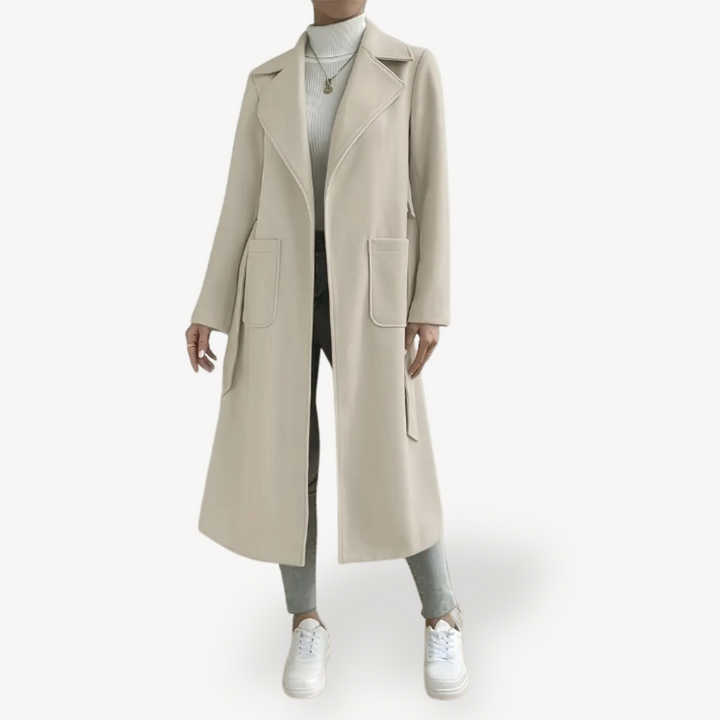 Drune | Damen Langer Offener Mantel mit Taschen