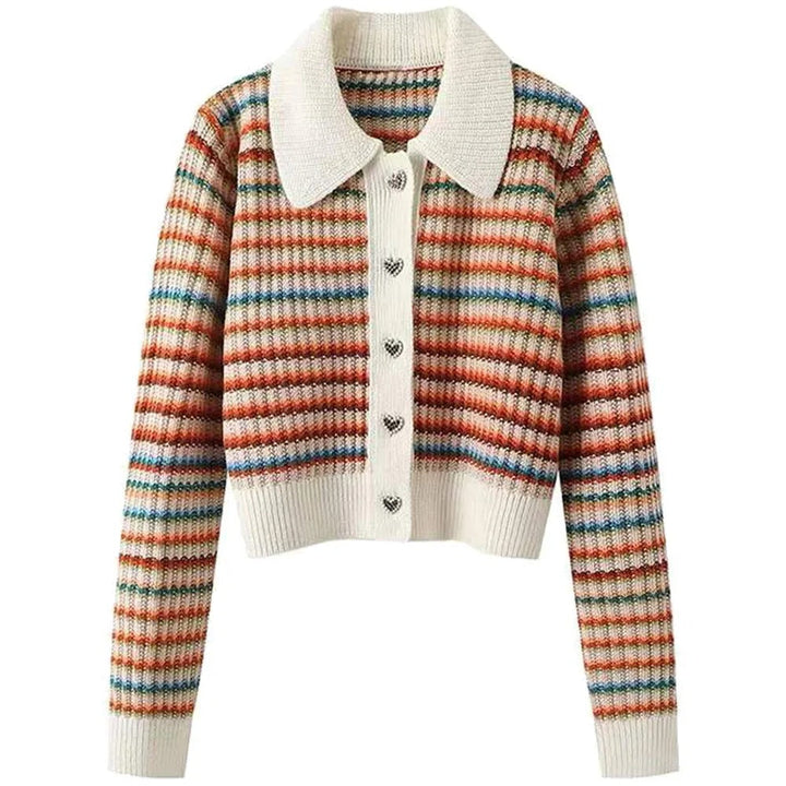 Drune | Gestreifte Strickjacke mit Kragen
