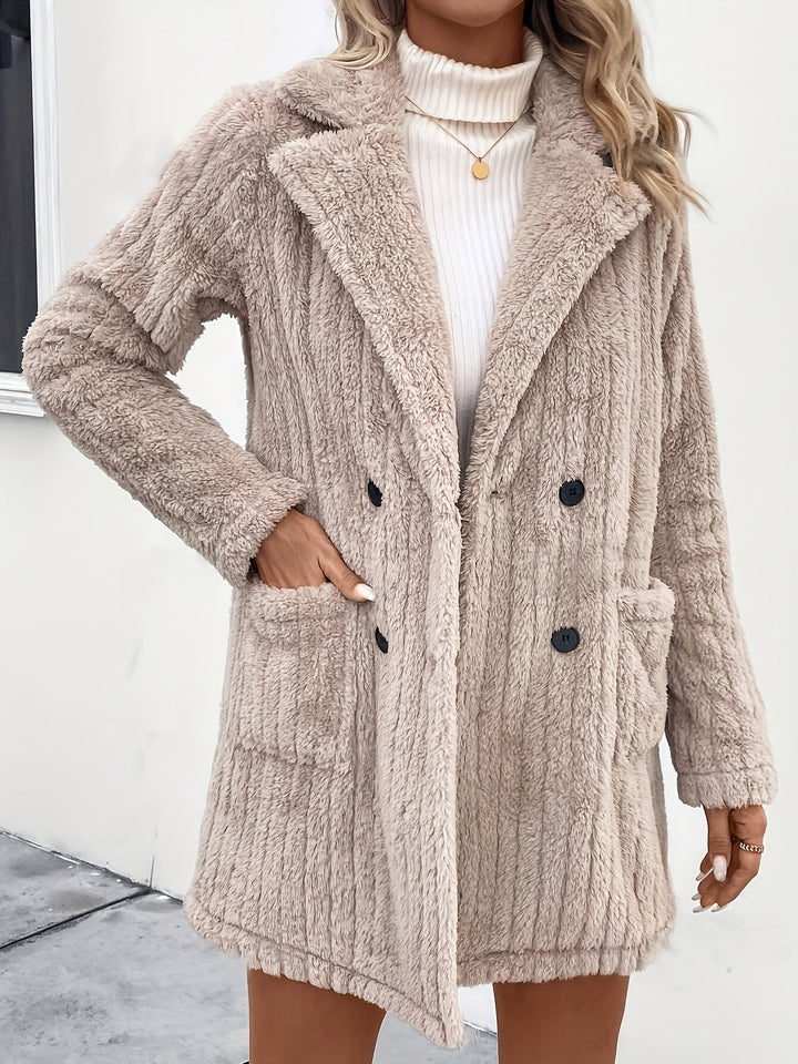 Drune | Geknöpft Teddy-Mantel - Weicher Plüschstoff - Mittellang - Lässiger Winterstil
