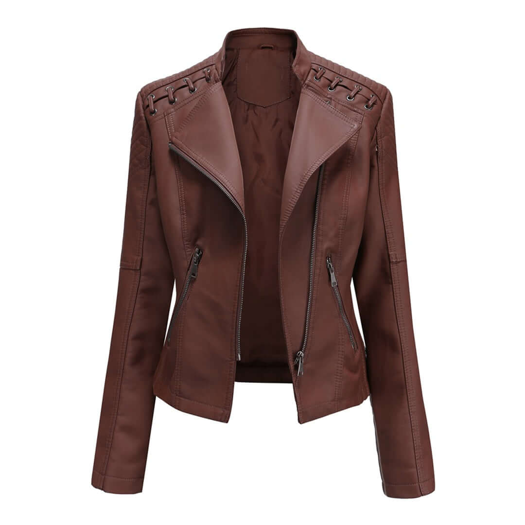 Drune | Damen Faux-Leder Bikerjacke