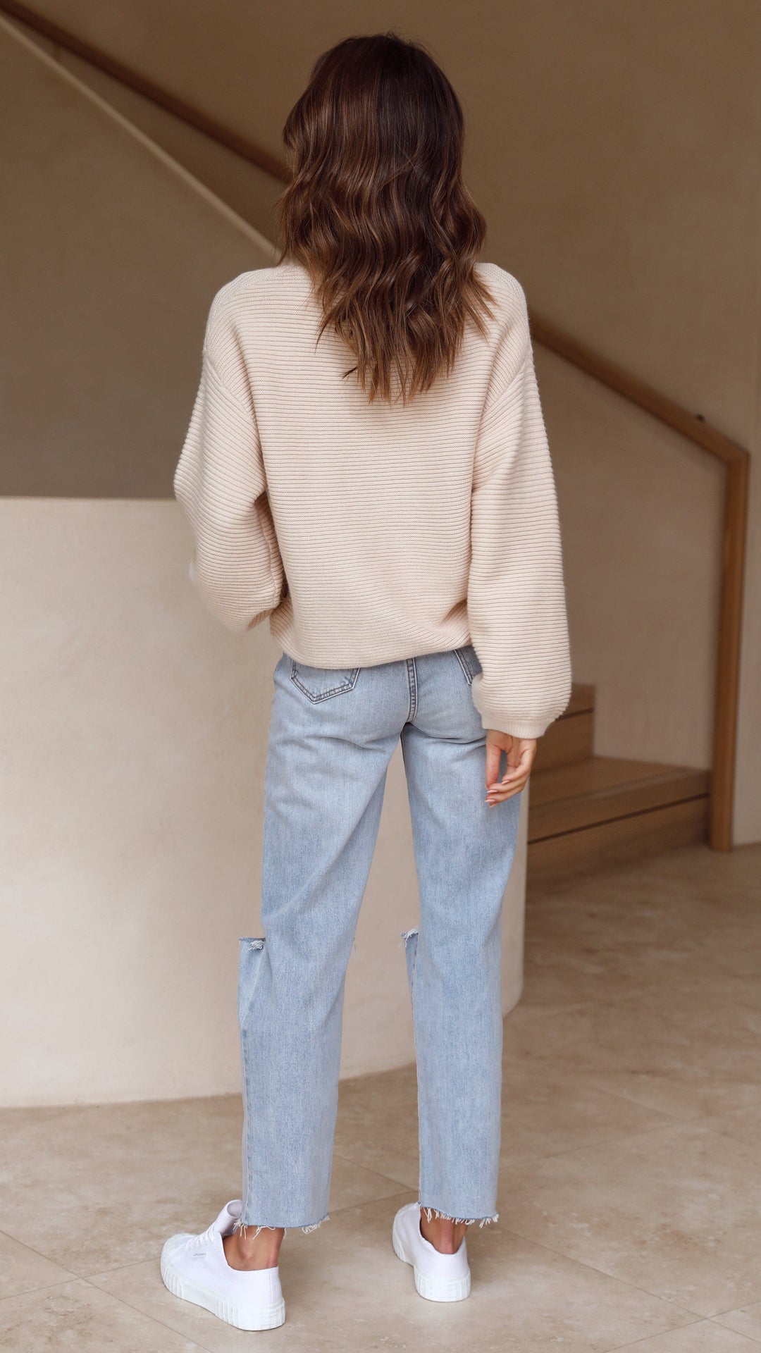 Drune | Beiger Strickpullover für Frauen