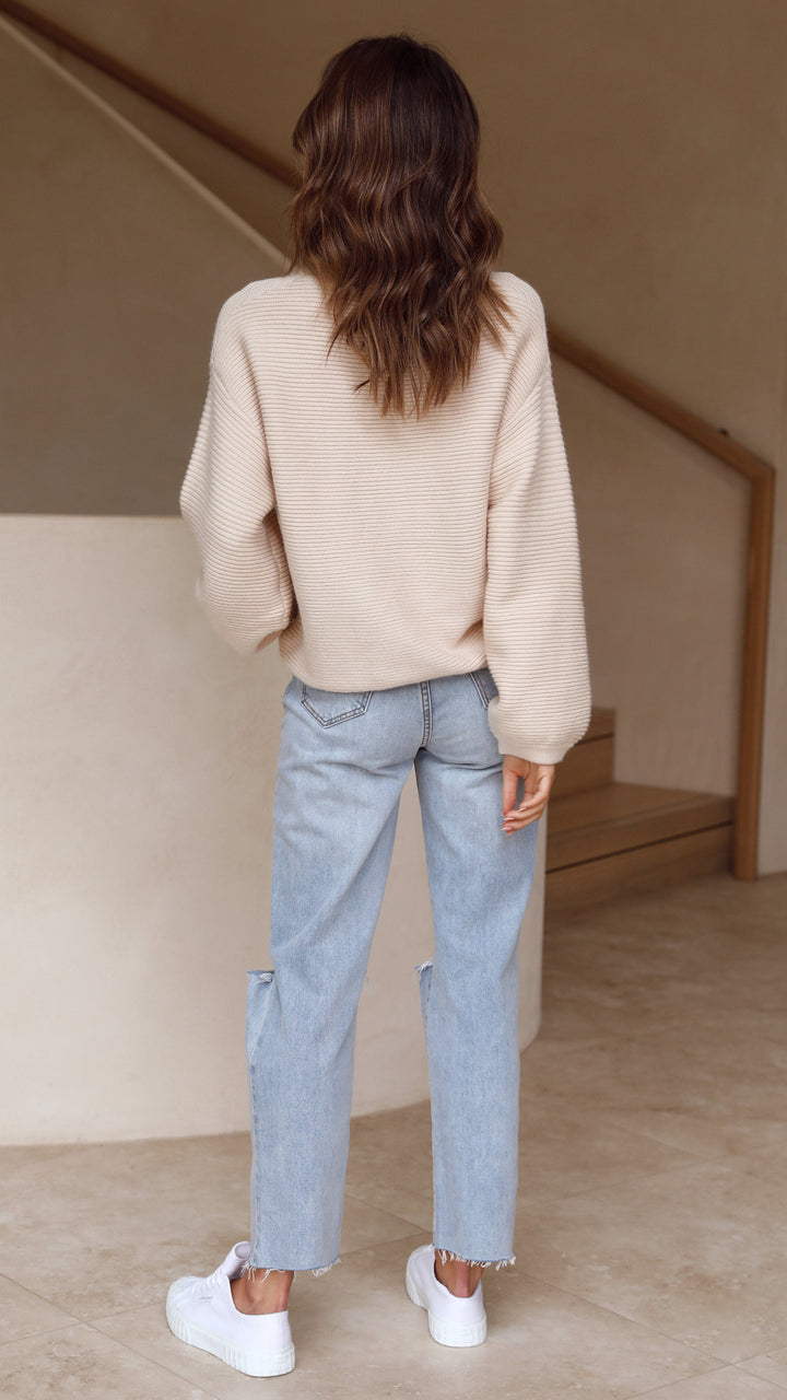 Drune | Beiger Strickpullover für Frauen