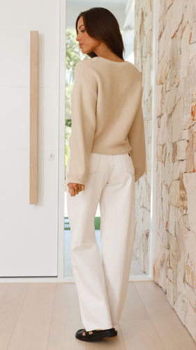 Drune | Beiger Strickpullover für Frauen