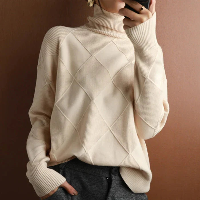 Drune | Europäischer Stil Hochkragen Diamant Pullover