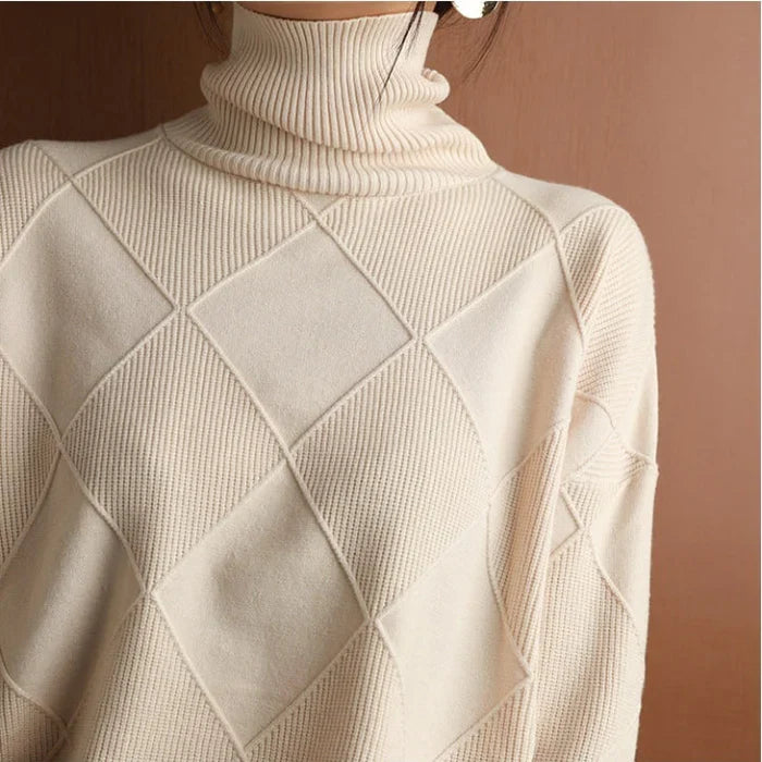 Drune | Europäischer Stil Hochkragen Diamant Pullover