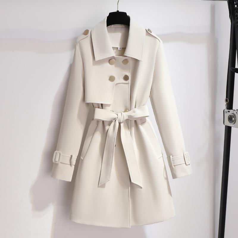 Drune | Damen Stilvoll Trenchcoat Weiß
