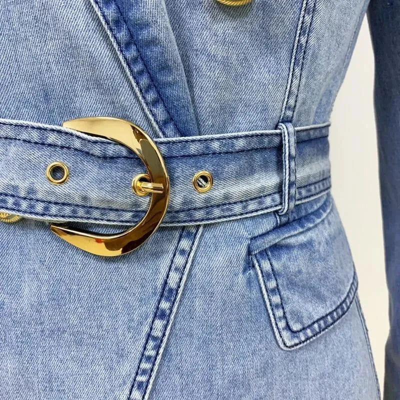 Drune | Taillierter Denim-Blazer Damen - Lässig - Einfarbig