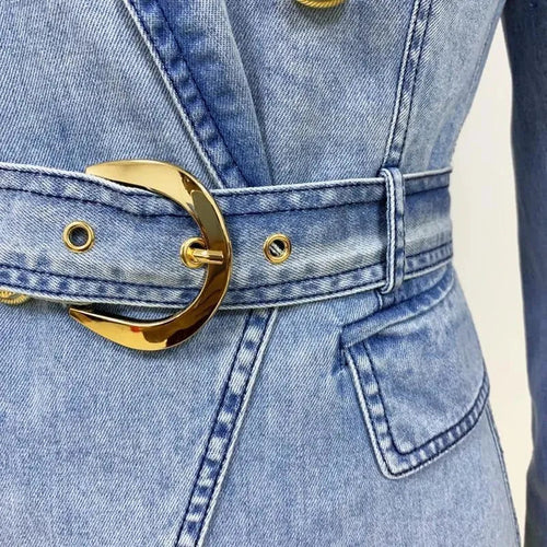Drune | Taillierter Denim-Blazer Damen - Lässig - Einfarbig