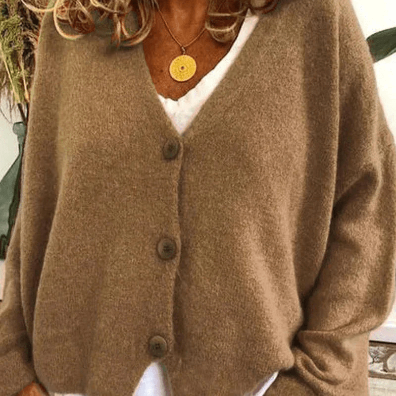 Drune | Bequemer V-Ausschnitt Strickjacke Damen Pullover Strickweste Weicher Stoff