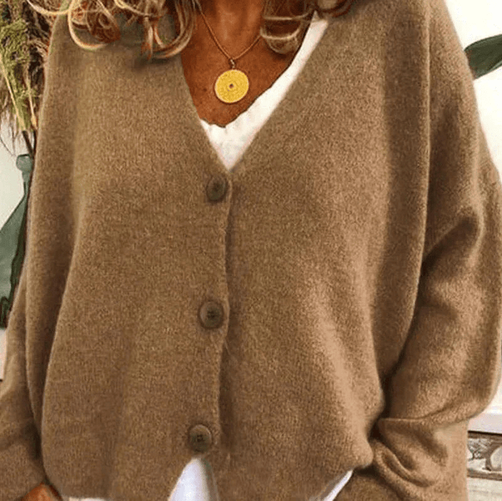 Drune | Bequemer V-Ausschnitt Strickjacke Damen Pullover Strickweste Weicher Stoff