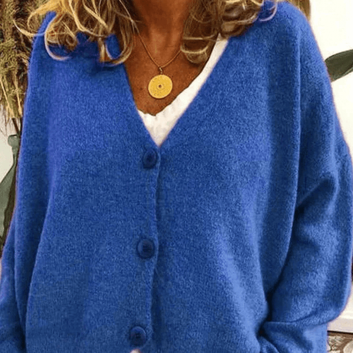 Drune | Bequemer V-Ausschnitt Strickjacke Damen Pullover Strickweste Weicher Stoff