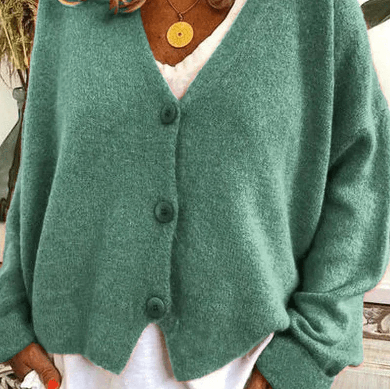 Drune | Bequemer V-Ausschnitt Strickjacke Damen Pullover Strickweste Weicher Stoff