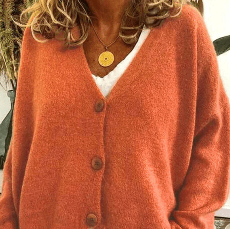 Drune | Bequemer V-Ausschnitt Strickjacke Damen Pullover Strickweste Weicher Stoff