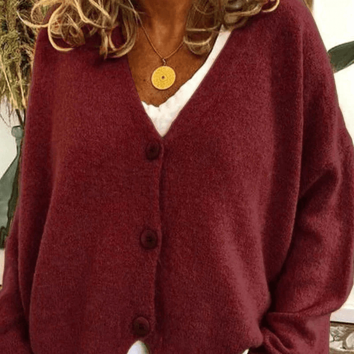 Drune | Bequemer V-Ausschnitt Strickjacke Damen Pullover Strickweste Weicher Stoff