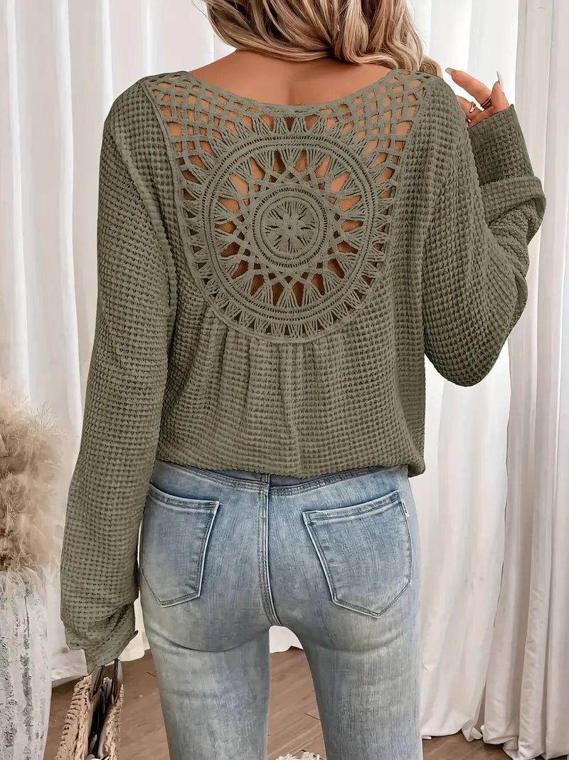 Drune | Trendige Damen Sweater Gehäkelte Trendy, Komfortabel
