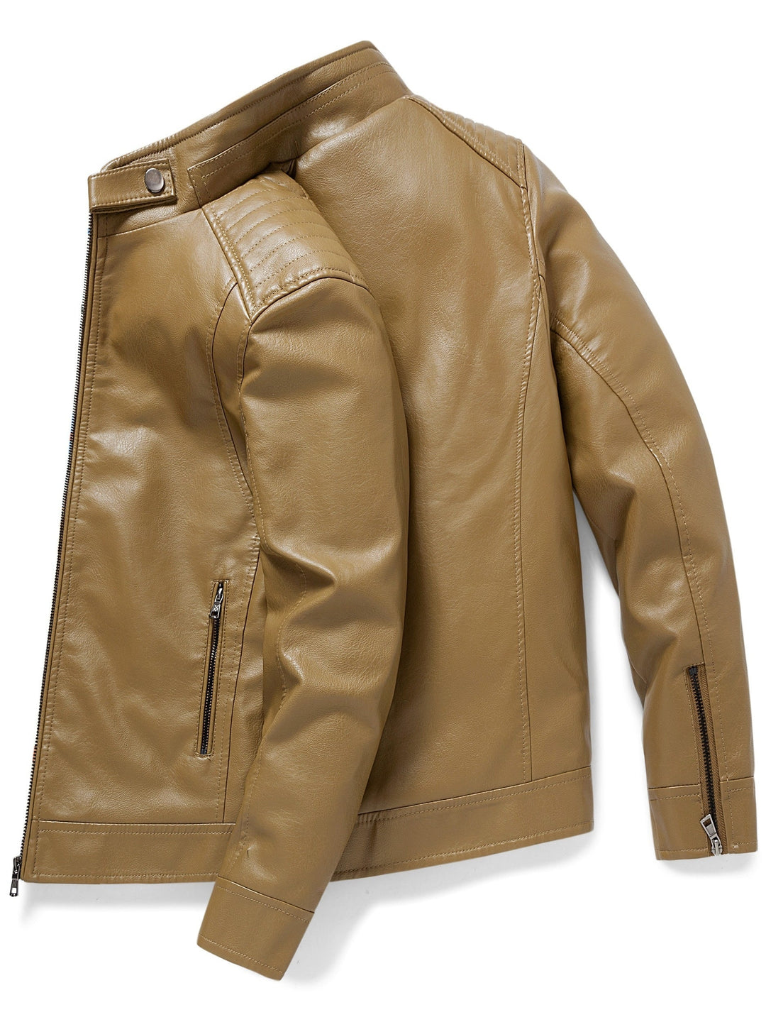 Drune | Stylische Lederjacke mit Reißverschluss Taschen