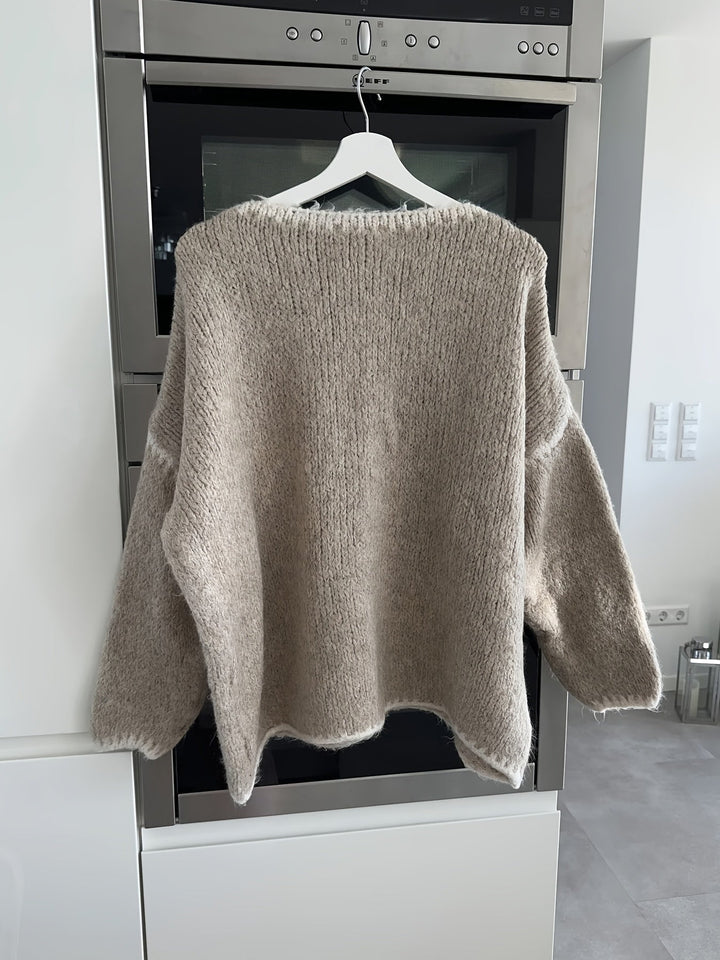 Drune | Lockere Strickpullover Weich und Gemütlich Einzigartige Häkel-details