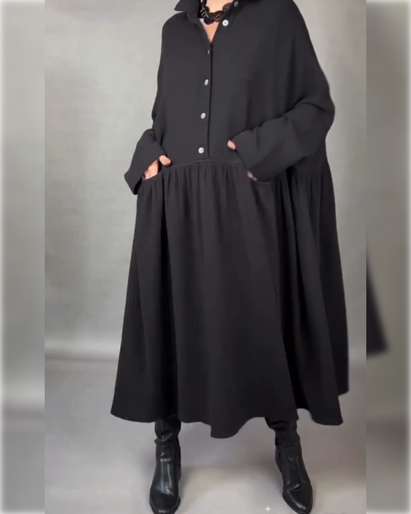 Drune | A-Linien Kleid mit Revers und Knöpfen