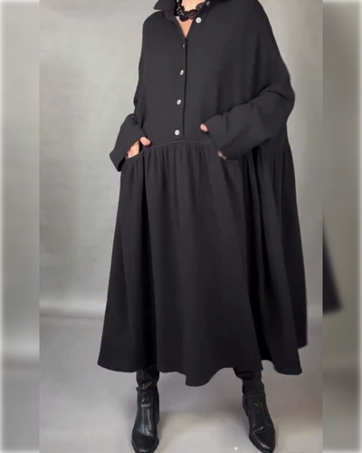 Drune | A-Linien Kleid mit Revers und Knöpfen