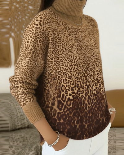 Drune | Leopardenprint Lässig Stehkragen